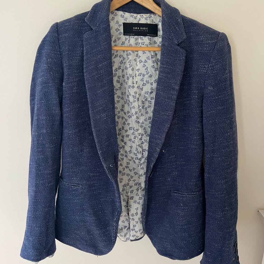 Zara Basic Navy Blue Blazer Jacket